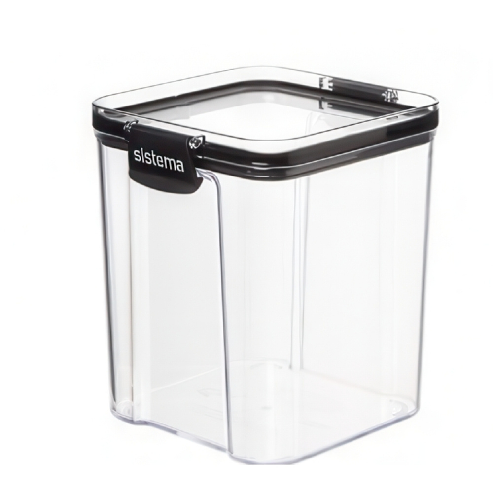 Canister, 920 ml, TRITAN ULTRA SQUARE, Clear / Black in the group Storage / Kitchen storage / Storage jars / Sistema storage jars at SmartaSaker.se (40313)
