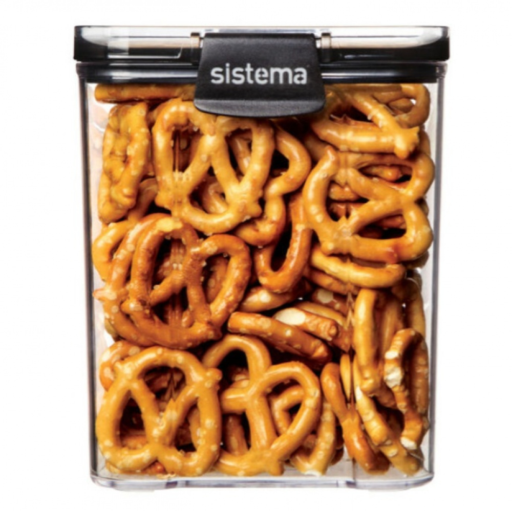 Canister, 920 ml, TRITAN ULTRA SQUARE, Clear / Black in the group Storage / Kitchen storage / Storage bins and jars / Sistema at SmartaSaker.se (40313)