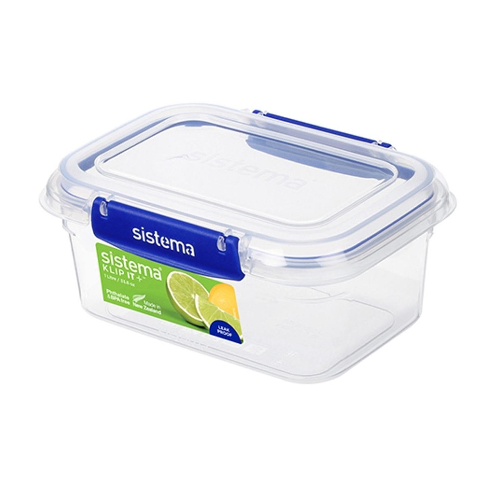 Food box, 1L, KLIP IT PLUS RECTANGLE, 18 x 13 x H 8 cm, Transparent / Blue in the group Storage / Kitchen storage / Food containers at SmartaSaker.se (40314)