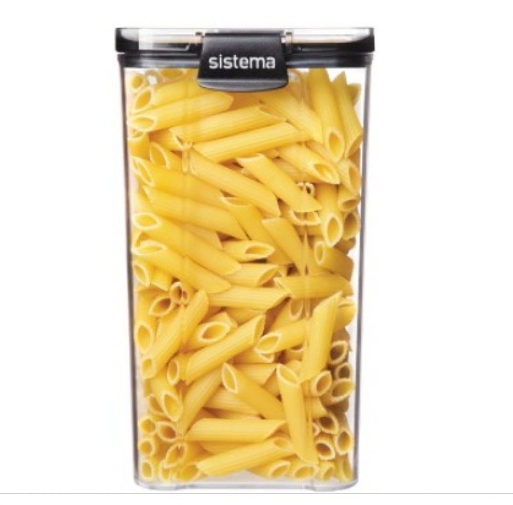 Canister, 1,3 L, TRITAN ULTRA SQUARE, Clear / Black in the group Storage / Kitchen storage / Storage bins and jars / Sistema at SmartaSaker.se (40315)