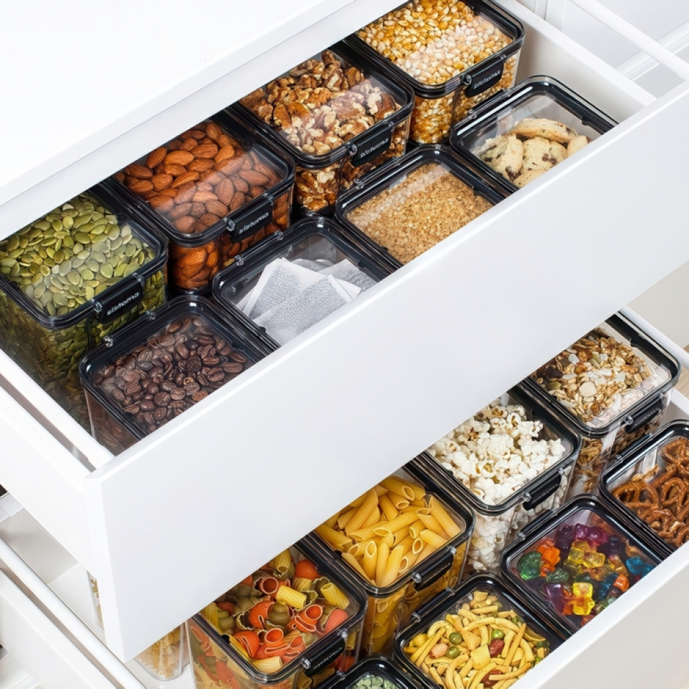 Canister, 1,3 L, TRITAN ULTRA SQUARE, Clear / Black in the group Storage / Kitchen storage / Storage jars / Sistema storage jars at SmartaSaker.se (40315)