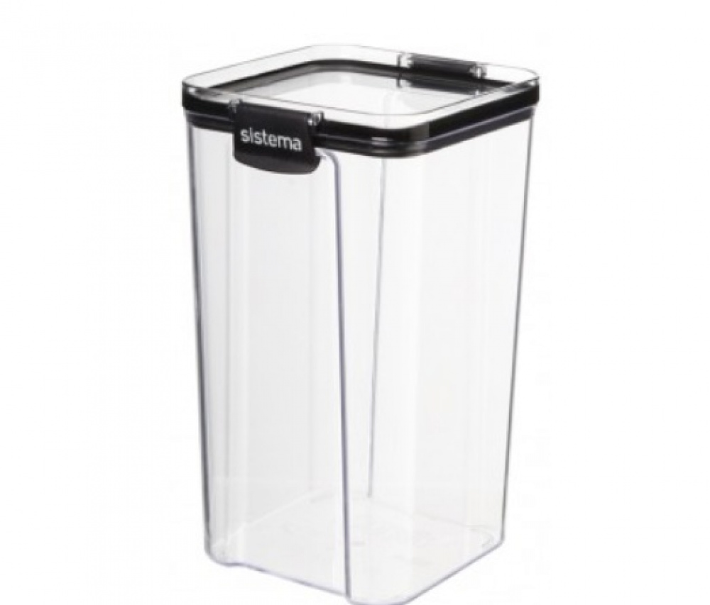 Canister, 1,3 L, TRITAN ULTRA SQUARE, Clear / Black in the group Storage / Kitchen storage / Storage bins and jars / Sistema at SmartaSaker.se (40315)