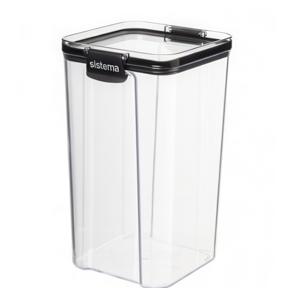 Canister, 1,3 L, TRITAN ULTRA SQUARE, Clear / Black in the group Storage / Kitchen storage / Storage jars / Sistema storage jars at SmartaSaker.se (40315)