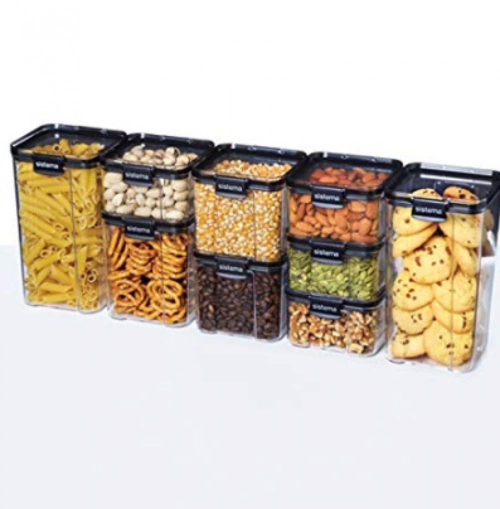 Canister, 1,3 L, TRITAN ULTRA SQUARE, Clear / Black in the group Storage / Kitchen storage / Storage bins and jars / Sistema at SmartaSaker.se (40315)
