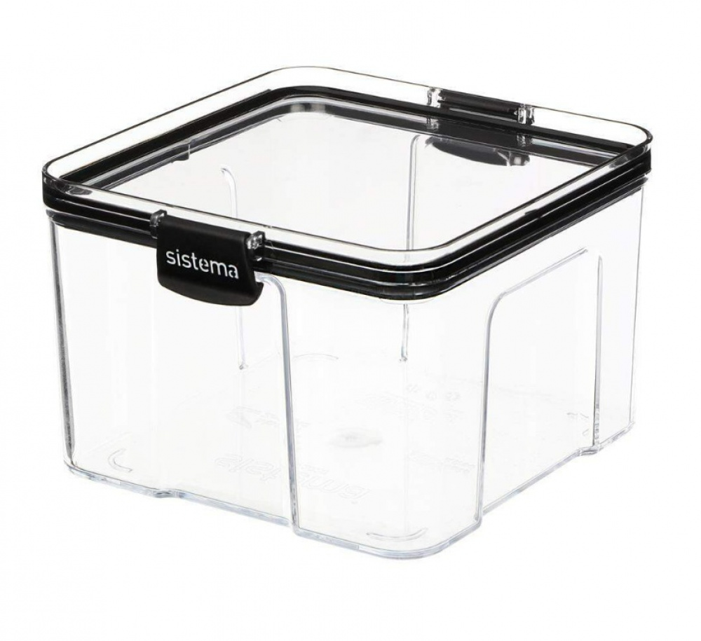 Canister, 1,4L, TRITAN ULTRA LARGE SQUARE, Clear / Black in the group Storage / Kitchen storage / Storage bins and jars at SmartaSaker.se (40316)