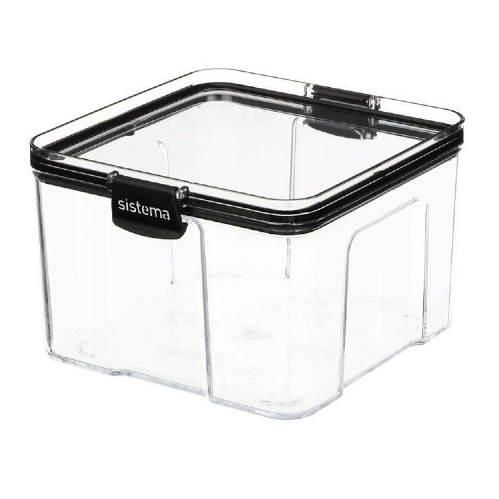 Canister, 1,4L, TRITAN ULTRA LARGE SQUARE, Clear / Black in the group Storage / Kitchen storage / Storage jars at SmartaSaker.se (40316)