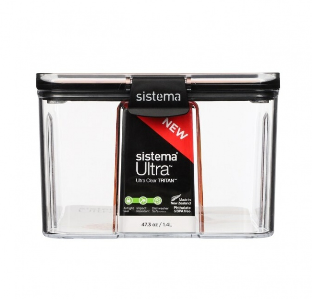 Canister, 1,4L, TRITAN ULTRA LARGE SQUARE, Clear / Black in the group Storage / Kitchen storage / Storage bins and jars at SmartaSaker.se (40316)