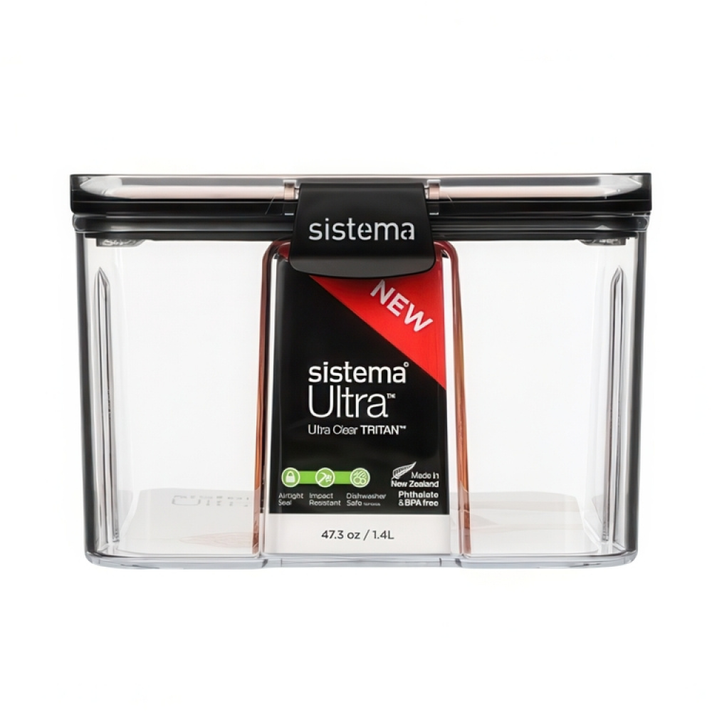 Canister, 1,4L, TRITAN ULTRA LARGE SQUARE, Clear / Black in the group Storage / Kitchen storage / Storage jars at SmartaSaker.se (40316)