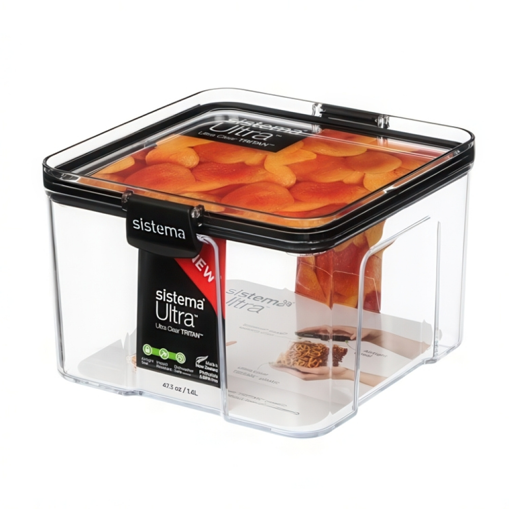Canister, 1,4L, TRITAN ULTRA LARGE SQUARE, Clear / Black in the group Storage / Kitchen storage / Storage jars at SmartaSaker.se (40316)