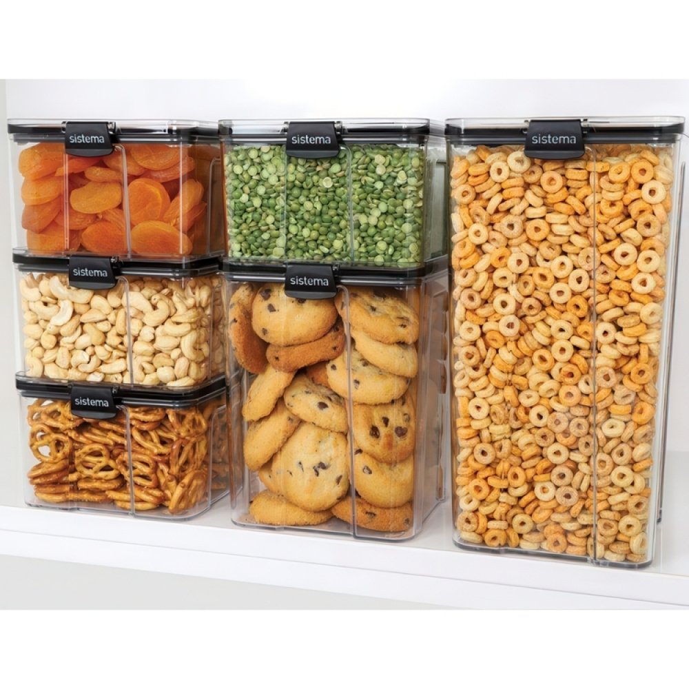 Canister, 1,4L, TRITAN ULTRA LARGE SQUARE, Clear / Black in the group Storage / Kitchen storage / Storage jars at SmartaSaker.se (40316)