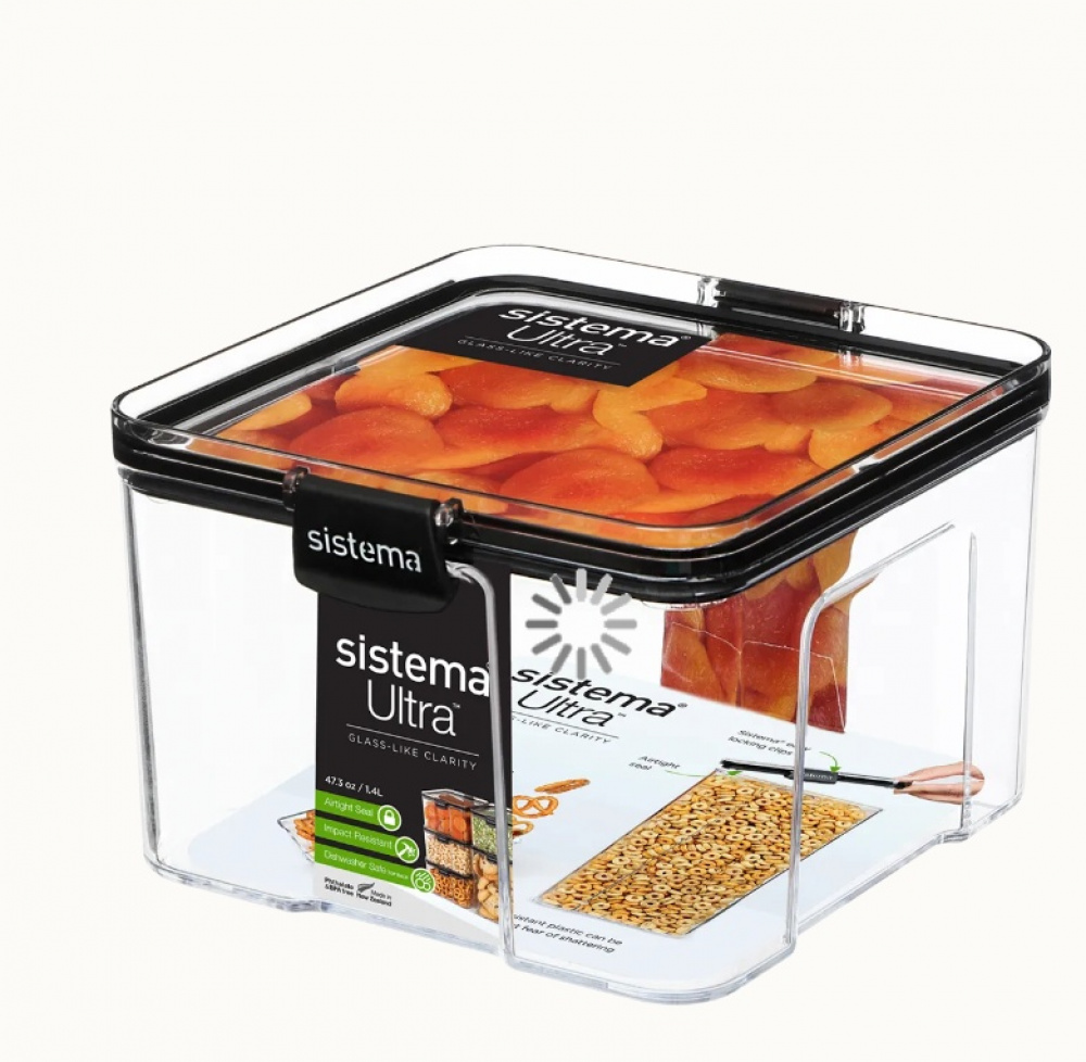 Canister, 1,4L, TRITAN ULTRA LARGE SQUARE, Clear / Black in the group Storage / Kitchen storage / Storage bins and jars at SmartaSaker.se (40316)