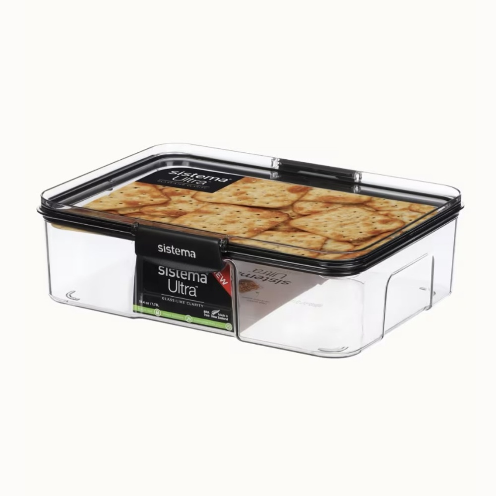 Canister, 1,73 L, TRITAN ULTRA LARGE RECTANGLE, Clear / Black in the group Storage / Kitchen storage / Storage bins and jars at SmartaSaker.se (40319)