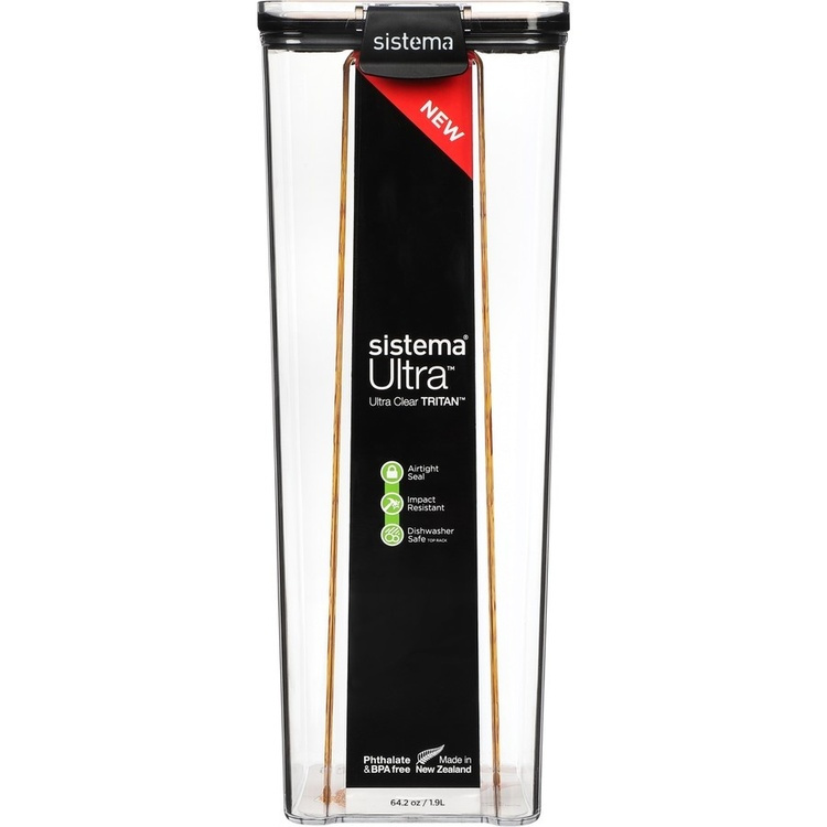 Canister, 1,9 l, TRITAN ULTRA SQUARE, Clear / Black in the group Storage / Kitchen storage at SmartaSaker.se (40320)