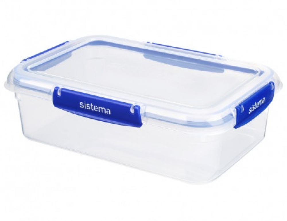Food box, 2,2 L, KLIP IT PLUS RECTANGLE, 25,5 x 17,5 x H 8 cm, Clear / Blue in the group Storage / Kitchen storage / Storage bins and jars at SmartaSaker.se (40321)
