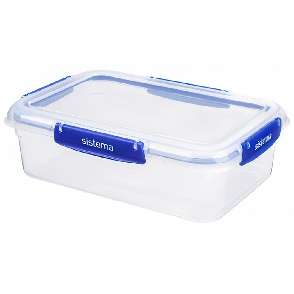 Food box, 2,2 L, KLIP IT PLUS RECTANGLE, 25,5 x 17,5 x H 8 cm, Clear / Blue in the group Storage / Kitchen storage at SmartaSaker.se (40321)