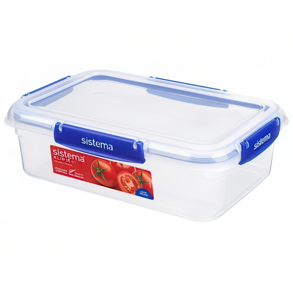 Food box, 2,2 L, KLIP IT PLUS RECTANGLE, 25,5 x 17,5 x H 8 cm, Clear / Blue in the group Storage / Kitchen storage at SmartaSaker.se (40321)