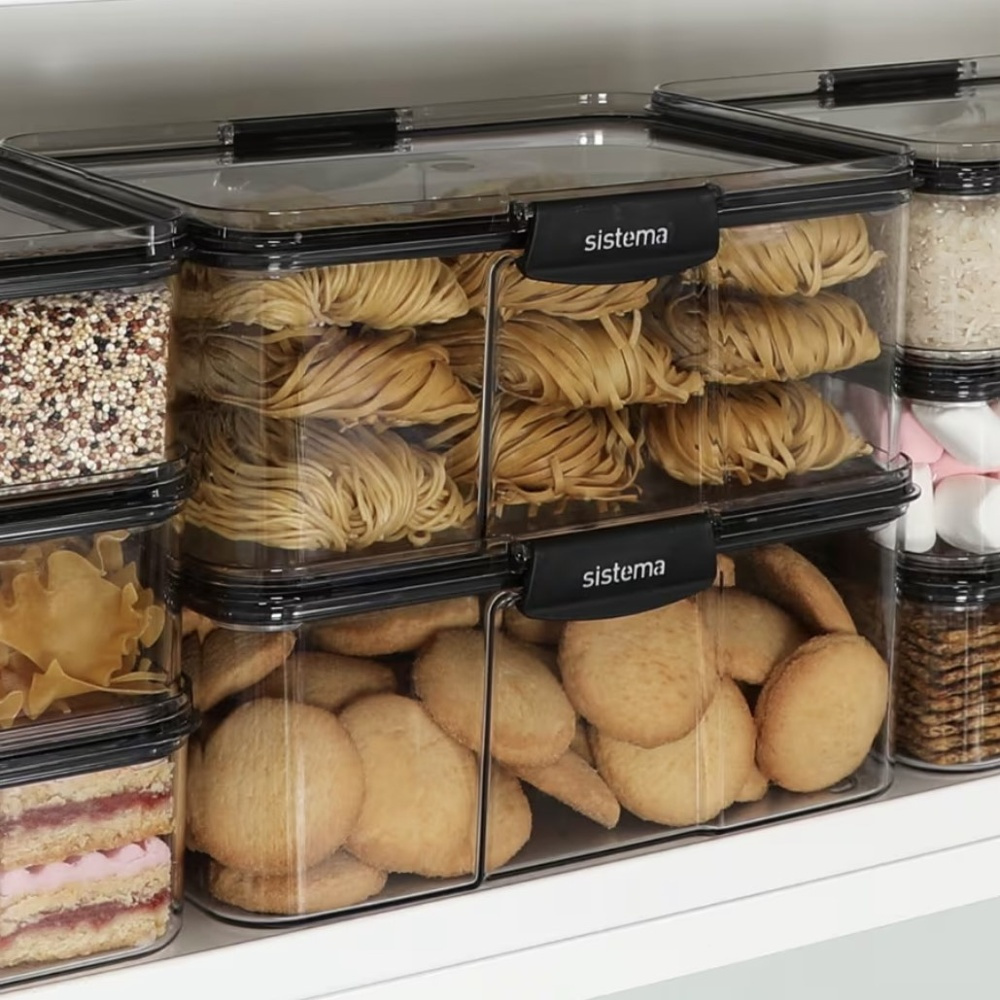 Canister, 2,63 L, TRITAN ULTRA LARGE RECTANGLE, Clear / Black in the group Storage / Kitchen storage / Storage bins and jars / Sistema at SmartaSaker.se (40323)