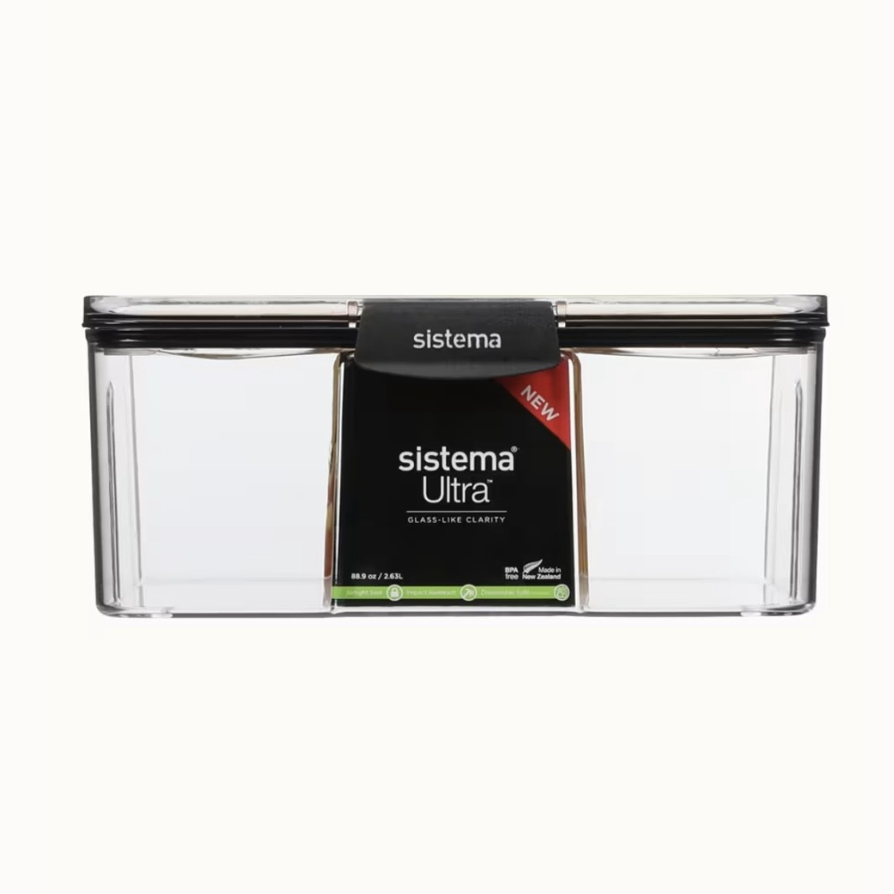 Canister, 2,63 L, TRITAN ULTRA LARGE RECTANGLE, Clear / Black in the group Storage / Kitchen storage / Storage bins and jars / Sistema at SmartaSaker.se (40323)