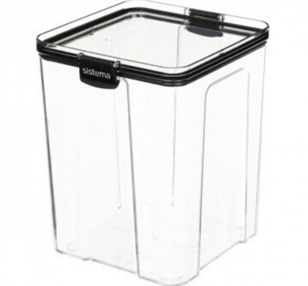 Canister, 2,75L, TRITAN ULTRA LARGE SQUARE, Clear / Black in the group Storage / Kitchen storage / Storage bins and jars / Sistema at SmartaSaker.se (40324)