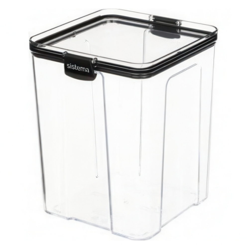 Canister, 2,75L, TRITAN ULTRA LARGE SQUARE, Clear / Black in the group Storage / Kitchen storage / Storage jars / Sistema storage jars at SmartaSaker.se (40324)