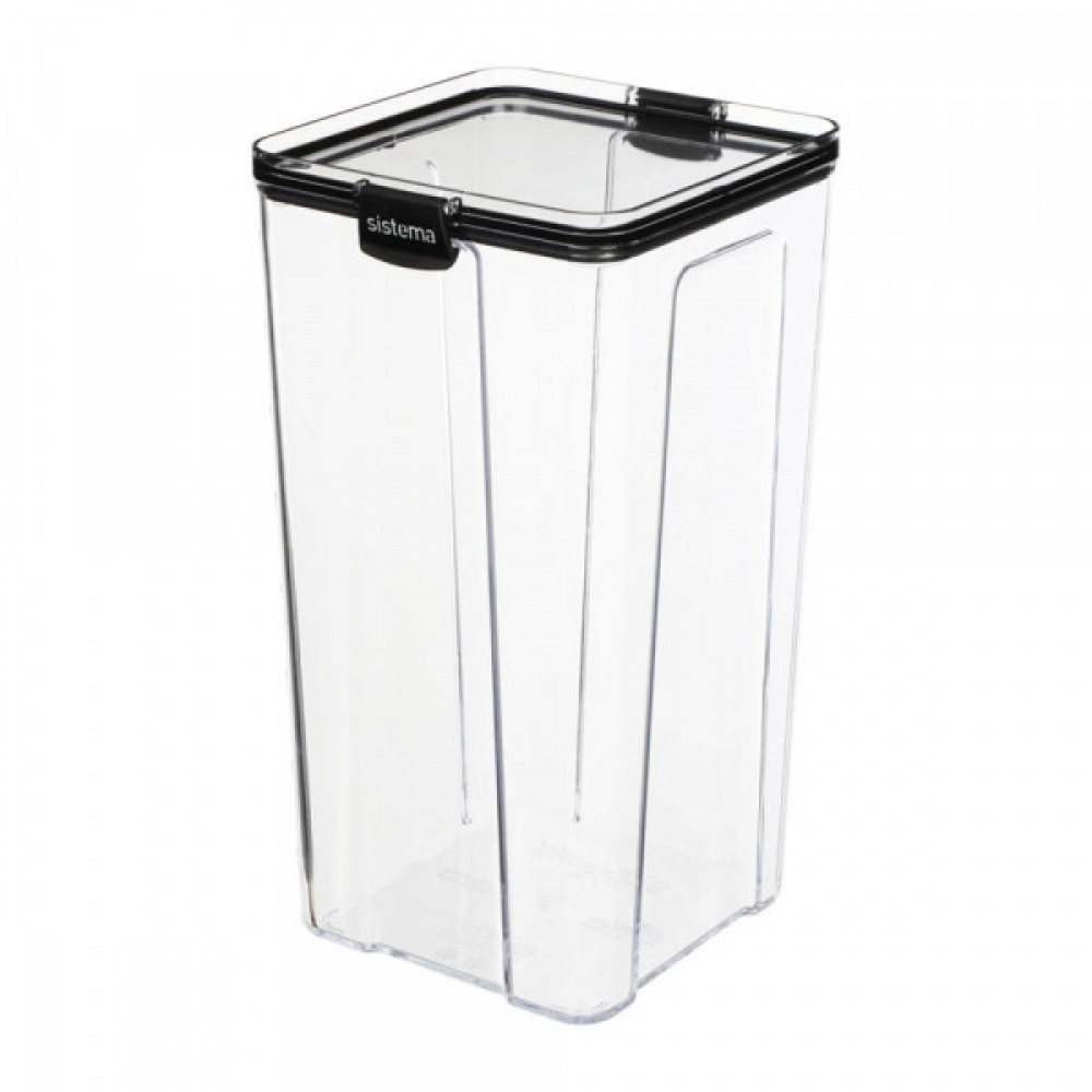 Canister, 4L, TRITAN ULTRA LARGE SQUARE, Clear / Black in the group Storage / Kitchen storage / Storage bins and jars at SmartaSaker.se (40326)