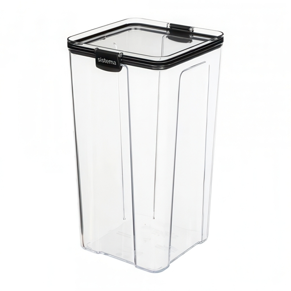 Canister, 4L, TRITAN ULTRA LARGE SQUARE, Clear / Black in the group Storage / Kitchen storage / Storage jars / Sistema storage jars at SmartaSaker.se (40326)