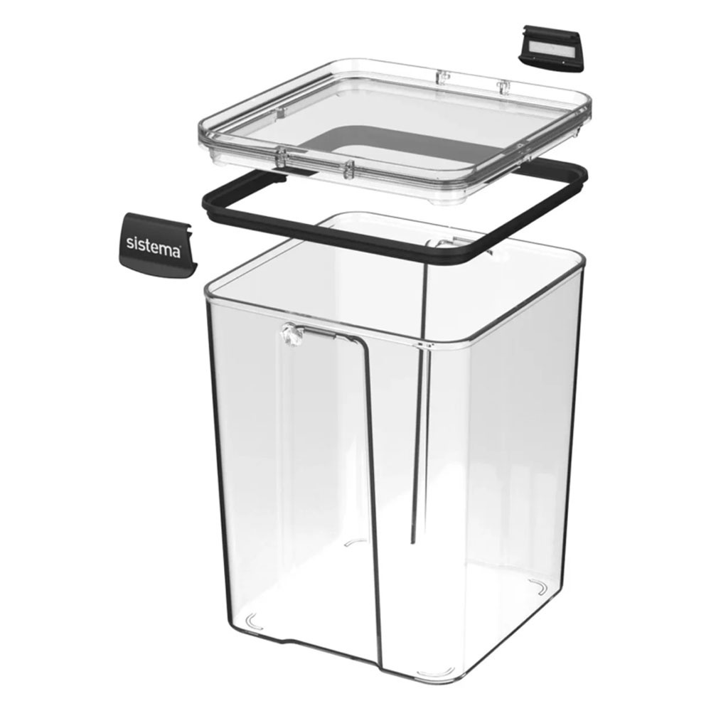 Canister, 4L, TRITAN ULTRA LARGE SQUARE, Clear / Black in the group Storage / Kitchen storage / Storage bins and jars at SmartaSaker.se (40326)
