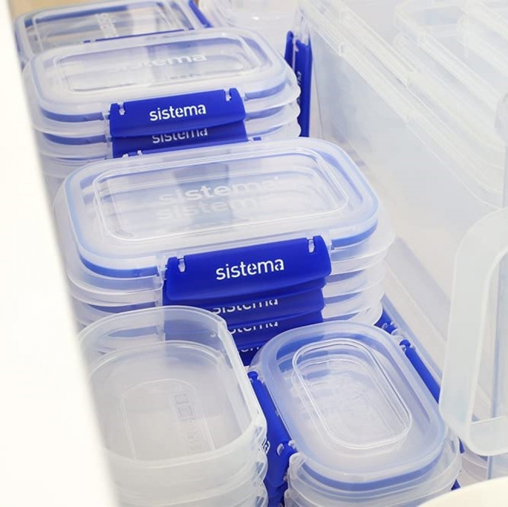 Food box, 450 ml, KLIP IT PLUS RECTANGLE, 18 x 13 x H 4 cm, Transparent / Blue in the group Storage / Kitchen storage / Food containers / Plastic at SmartaSaker.se (40327)