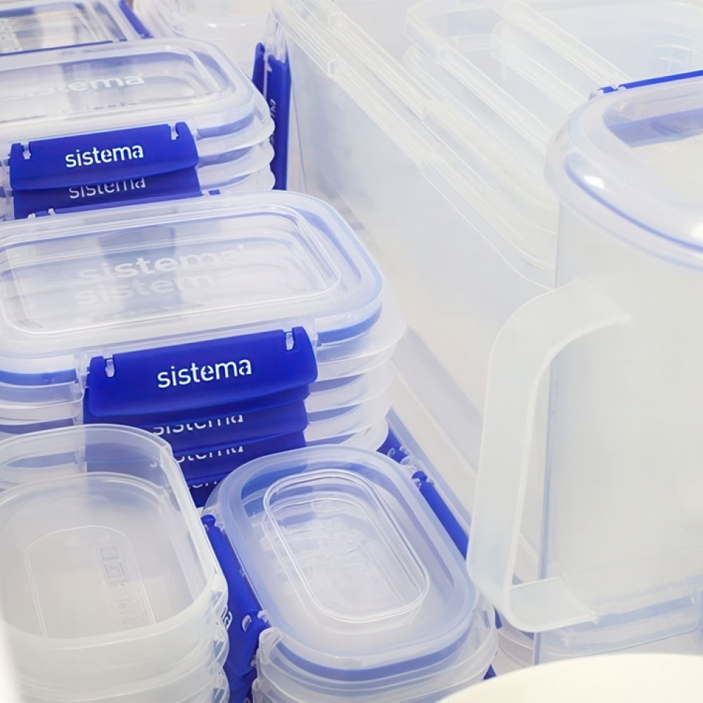 Food box, Square, 520 ml, KLIP IT PLUS SANDWICH, 16 x 16 x H4 cm, Transparent / Blue in the group Storage / Kitchen storage / Food containers / Plastic lunch boxes at SmartaSaker.se (40329)