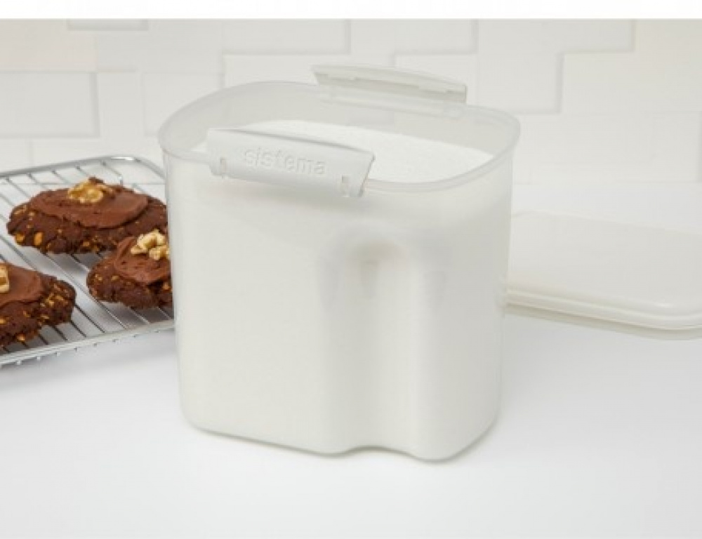 Jar, for flour, grain, etc., 2,4 L BAKE IT, Transparent / White in the group Storage / Kitchen storage / Storage bins and jars / Sistema at SmartaSaker.se (40330)