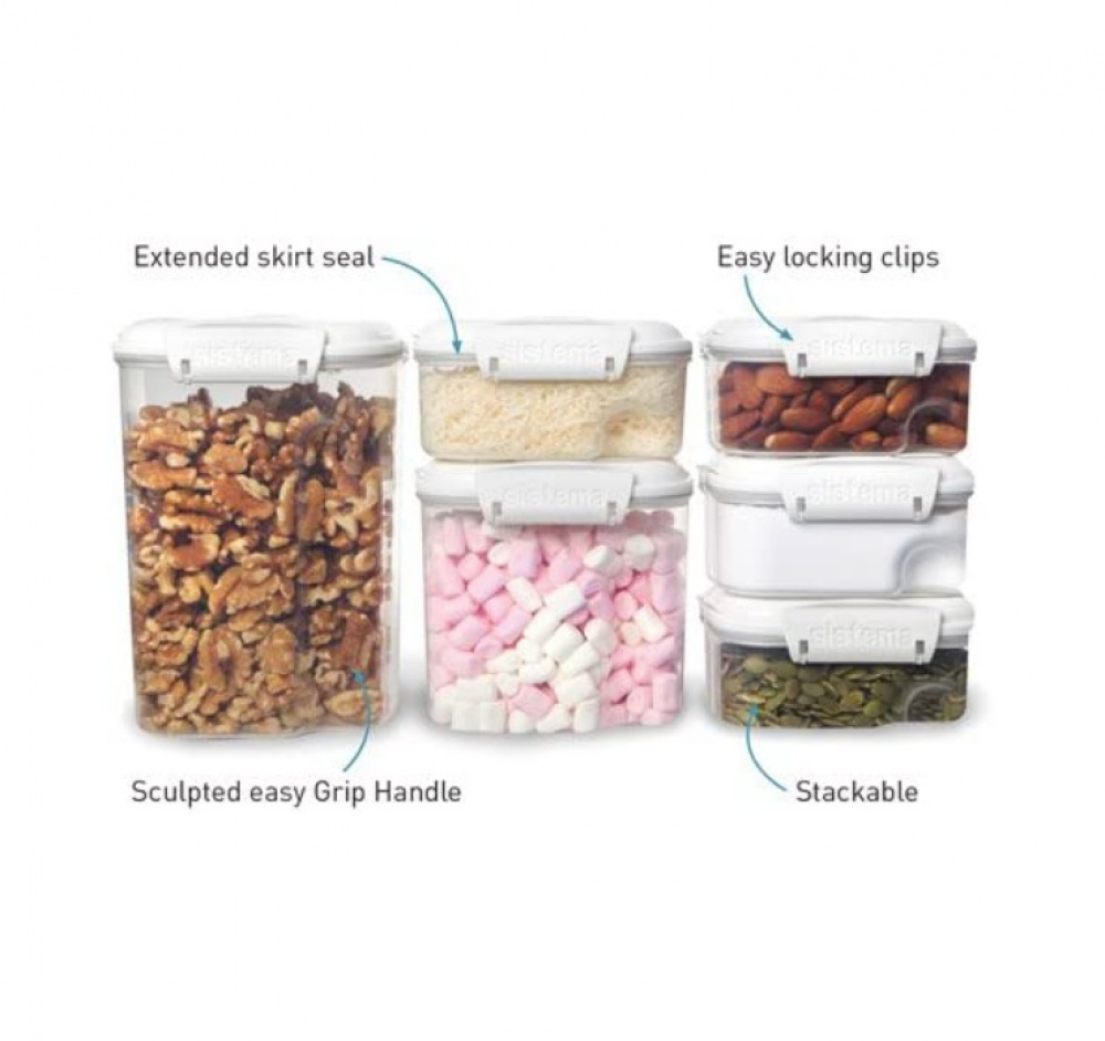 Jar, for flour, grain, etc., 2,4 L BAKE IT, Transparent / White in the group Storage / Kitchen storage / Storage bins and jars / Sistema at SmartaSaker.se (40330)