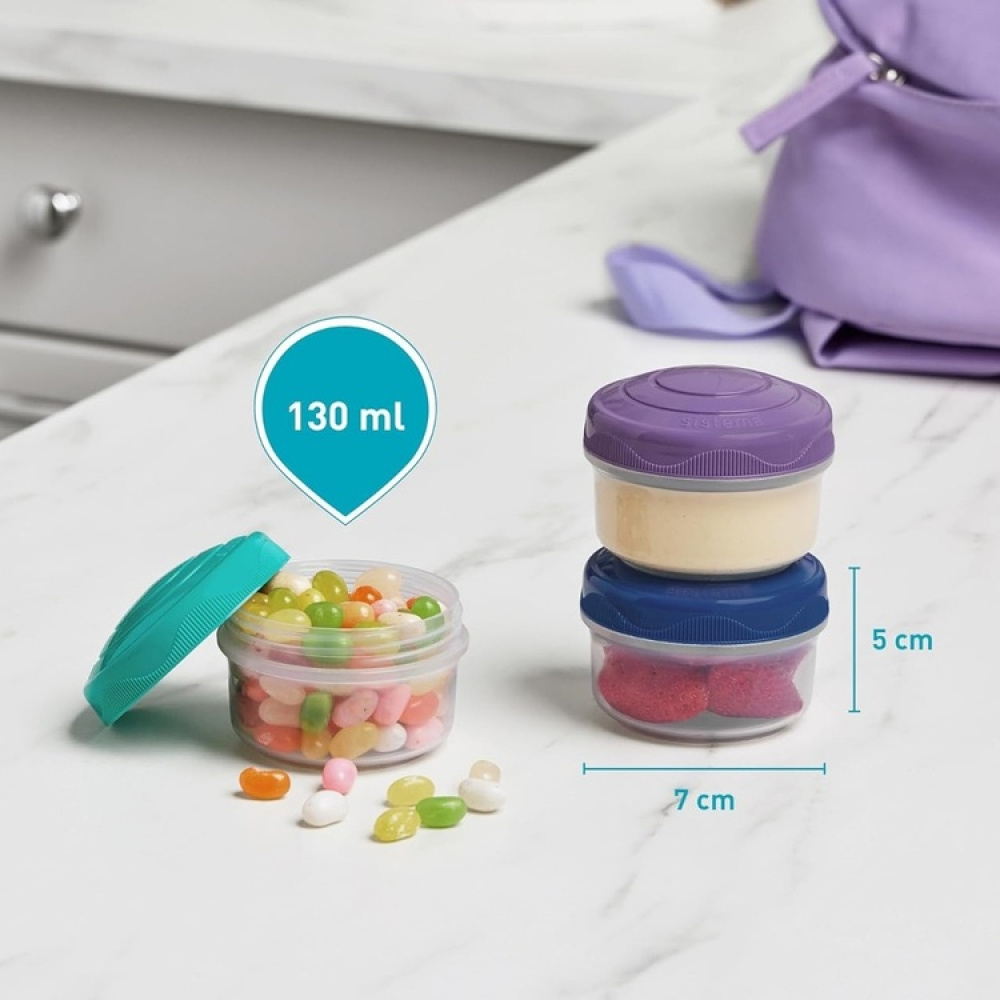 Containers for snack, 130 ml, Set of 3, SISTEMA MINI BITES, Mint / Blue in the group Storage / Kitchen storage / Storage jars / Sistema storage jars at SmartaSaker.se (40336)