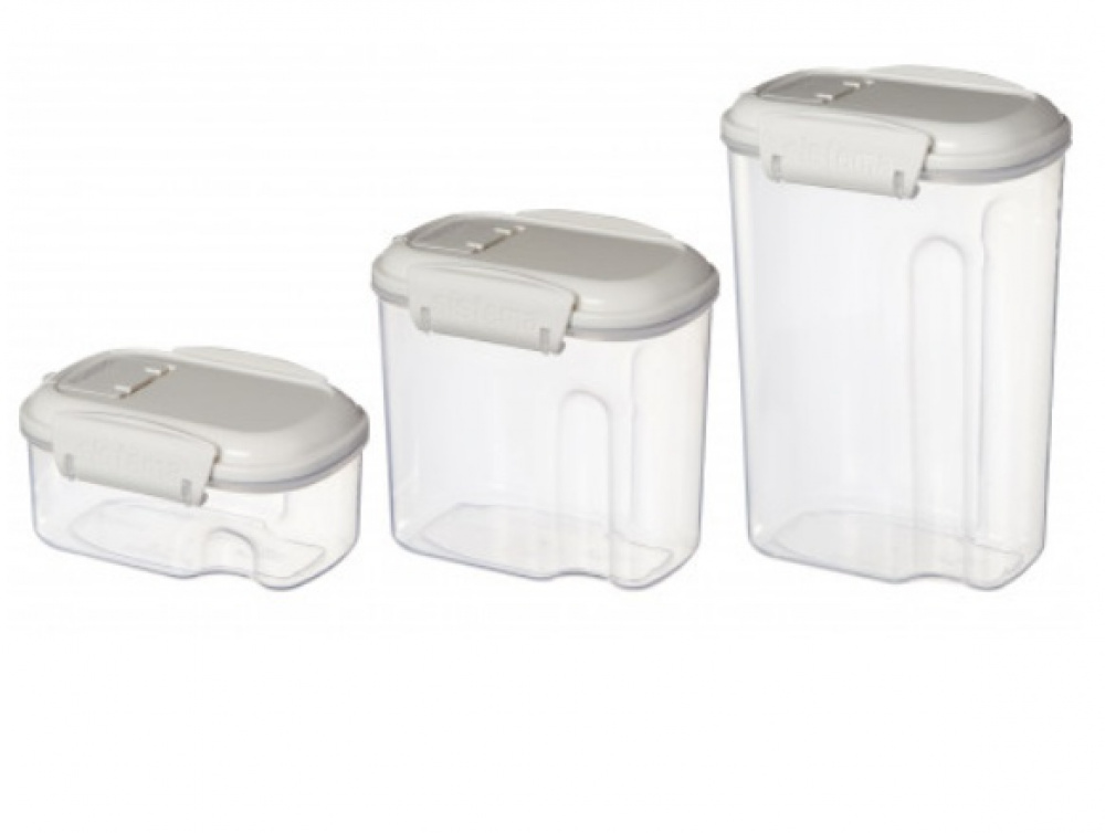 Containers for sprinkles, sugar, etc, 3 Pack, SISTEMA BAKE IT STACK & POUR, Clear / White in the group Storage / Kitchen storage / Storage bins and jars / Sistema at SmartaSaker.se (40338)