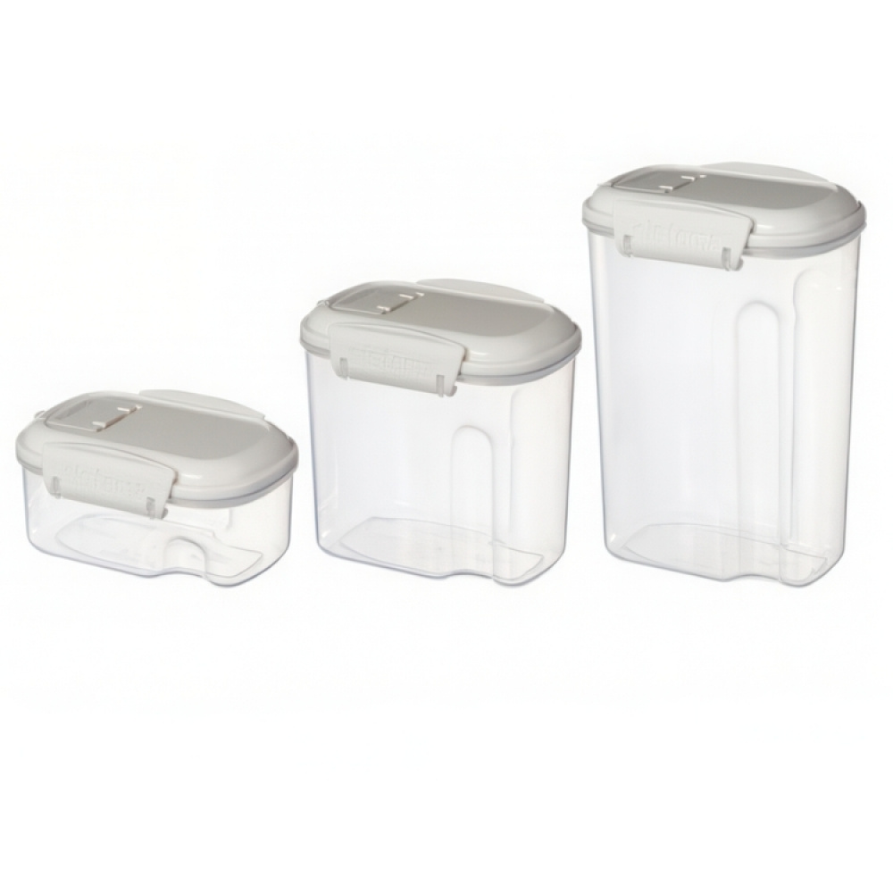 Containers for sprinkles, sugar, etc, 3 Pack, SISTEMA BAKE IT STACK & POUR, Clear / White in the group Storage / Kitchen storage / Storage jars / Sistema storage jars at SmartaSaker.se (40338)