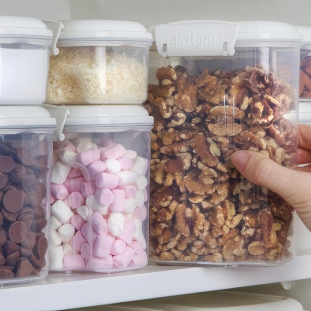 Containers for sprinkles, sugar, etc, 3 Pack, SISTEMA BAKE IT STACK & POUR, Clear / White in the group Storage / Kitchen storage / Storage jars / Sistema storage jars at SmartaSaker.se (40338)