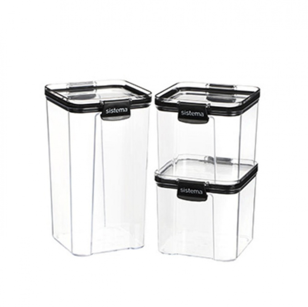 Canisters, 3-pack, SISTEMA TRITAN ULTRA SPECIAL, Clear / Black in the group Storage / Kitchen storage / Storage bins and jars / Sistema at SmartaSaker.se (40339)