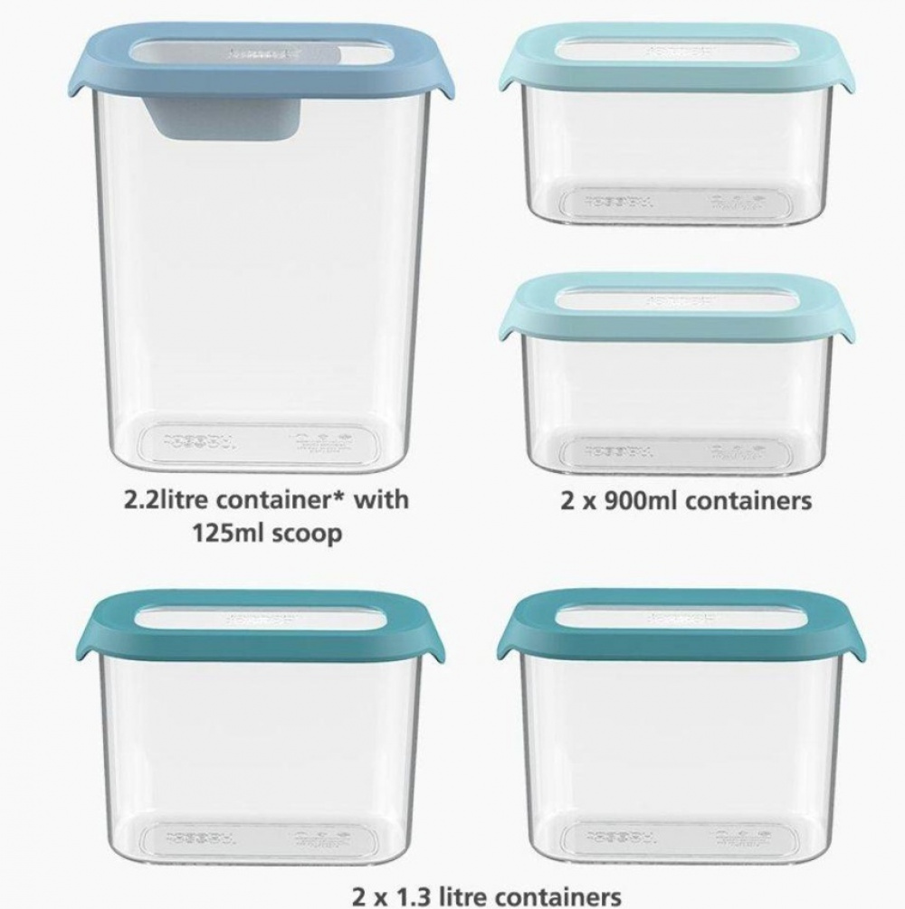 Container Set, 5-piece, CUPBOARD-STORE, Joseph Joseph, Clear / Blue in the group Storage / Kitchen storage / Storage bins and jars at SmartaSaker.se (40340)