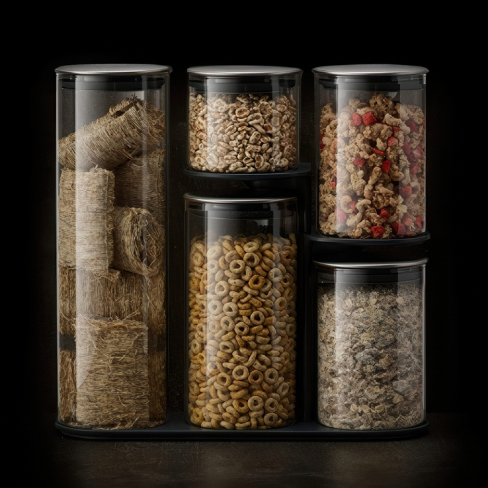 Glass Container Set in stand, 5-piece, PODIUM EASY-ACCESS, Joseph Joseph, Clear / Silver in the group Storage / Kitchen storage / Storage jars at SmartaSaker.se (40341)