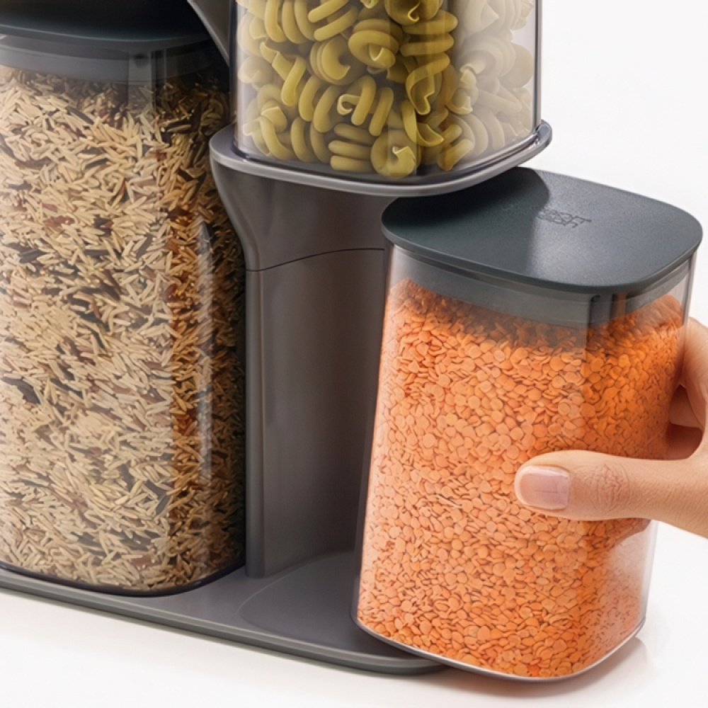 Container Set in stand, 5-piece, PODIUM EASY-ACCESS, Joseph Joseph, Clear / Grey in the group Storage / Kitchen storage / Storage jars at SmartaSaker.se (40343)