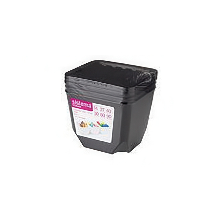 Containers with Lid, Set of 3, SISTEMA ORGANISER TUB, 14 x 14 x H 11cm, Black in the group Storage / Kitchen storage / Storage jars at SmartaSaker.se (40344)