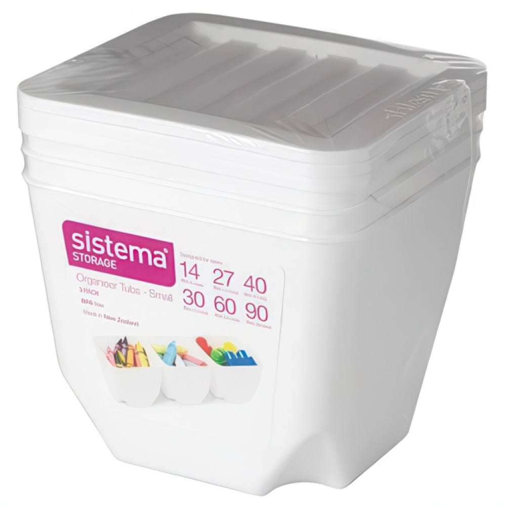 Containers with Lid, Set of 3, SISTEMA SMALL ORGANISER TUB, 14 x 14 x H 11 cm, White in the group Storage / Kitchen storage / Storage jars at SmartaSaker.se (40345)