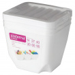 Containers with Lid, Set of 3, SISTEMA SMALL ORGANISER TUB, 14 x 14 x H 11 cm, White Containers with Lid, Set of 3, SISTEMA SMALL ORGANISER TUB, 14 x 14 x H 11 cm, White