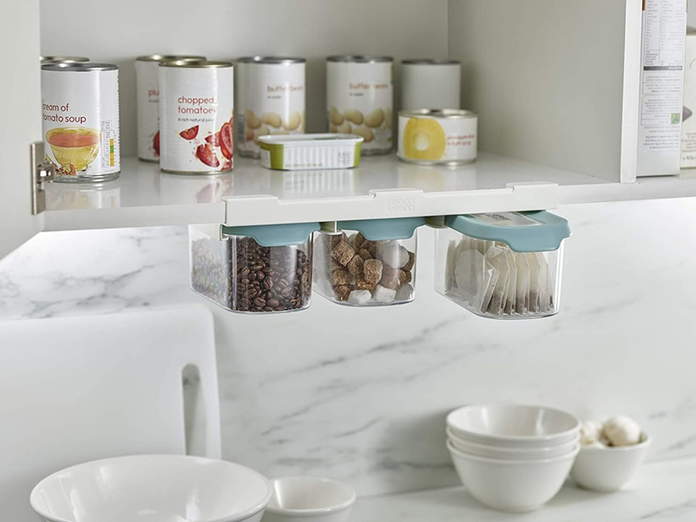 Container Set Under Shelf, 3-piece, CUPBOARD-STORE, Small, Joseph Joseph, Clear / Blue in the group Storage / Kitchen storage / Kitchen cabinet organizers / Under shelf storage at SmartaSaker.se (40346)