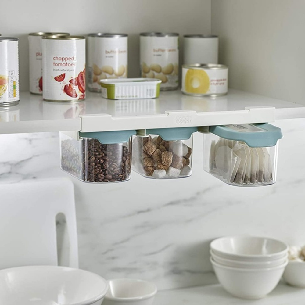 Container Set Under Shelf, 3-piece, CUPBOARD-STORE, Small, Joseph Joseph, Clear / Blue in the group Storage / Kitchen storage / Kitchen cabinet organizers / Under shelf storage at SmartaSaker.se (40346)