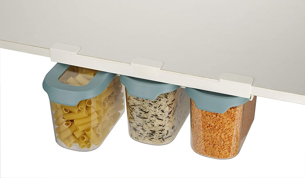 Container Set Under Shelf, 3-piece, CUPBOARD-STORE, Large, Joseph Joseph, Clear / Blue in the group Storage / Kitchen storage / Kitchen cabinet organizers / Under shelf storage at SmartaSaker.se (40347)