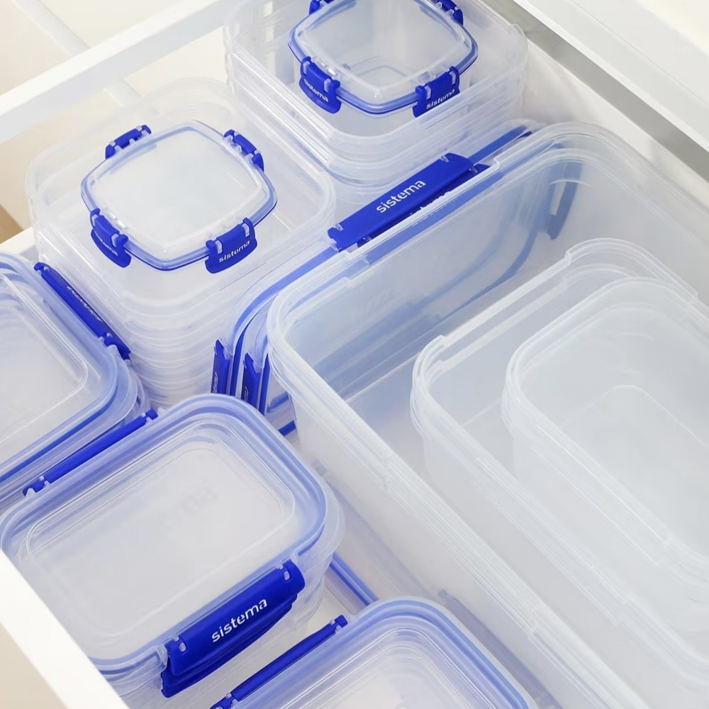 Food boxes, Square, 520 ml, Set of 3, KLIP IT PLUS SANDWICH SPECIAL, Transparent / Blue in the group Storage / Kitchen storage / Food containers / Plastic at SmartaSaker.se (40349)