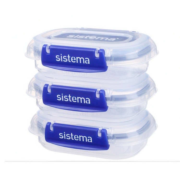 Food boxes, Mini , 180 ml, Set of 3, KLIP IT PLUS SPECIAL, Transparent / Blue in the group Storage / Kitchen storage / Food containers / Plastic lunch boxes at SmartaSaker.se (40351)