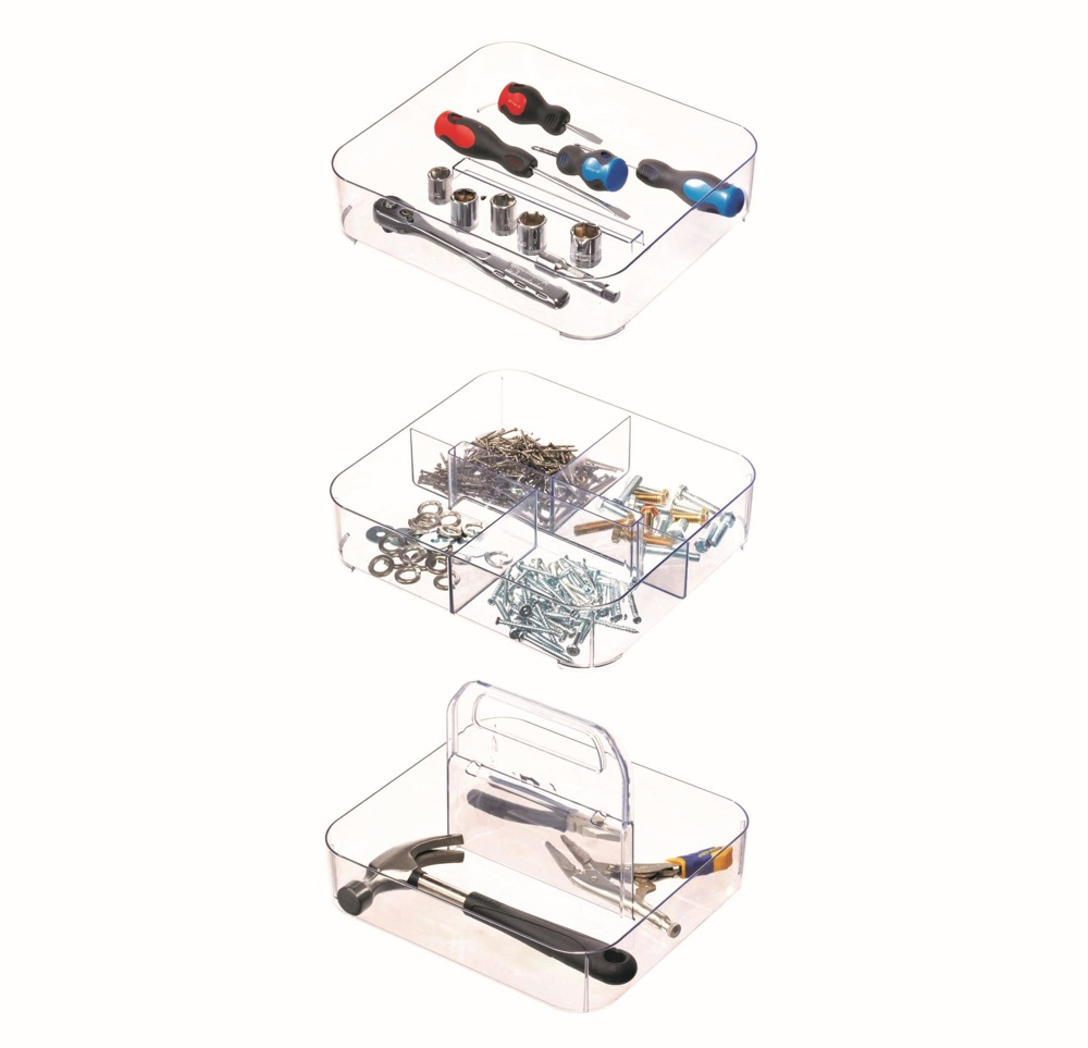 Portable organizer, STACKING TOOL BOX, 28,6 x 25,4 x H 18,1 cm, Transparent in the group Storage / Storage boxes at SmartaSaker.se (40359)