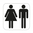 Sticker, Self-adhesive, WC symbol, MALE / FEMALE, 8 x 8 cm, White / Black Sticker, Self-adhesive, WC symbol, MALE / FEMALE, 8 x 8 cm, White / Black