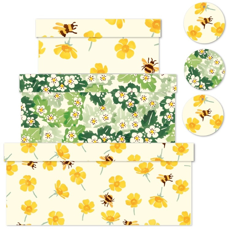 Boxes, nest of 3, BUTTERCUPS & BEES, Yellow / Green in the group Storage / Storage boxes at SmartaSaker.se (40375)